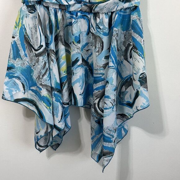 Sere‎ Nade Top L Sleeveless Smocked Waist Hanky Hem Summer Party Cocktail Blouse - Picture 2 of 11